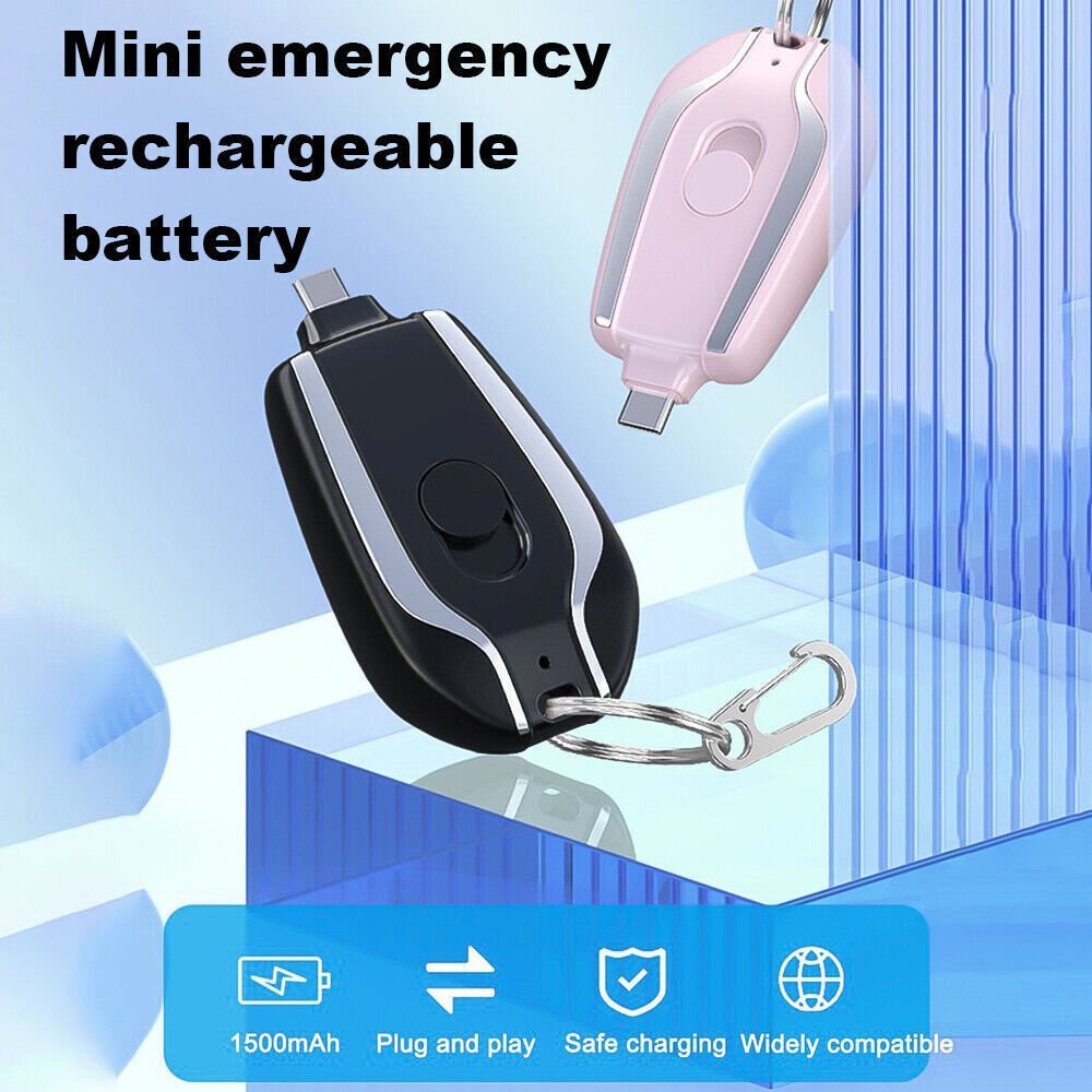 1500mAh Mini Power Emergency Pod Keychain Charger With Type-C Ultra-Compact Mini Battery Pack Fast Charging Backup Power Bank | phone charger |
Introducing our 1500mAh Mini Power Emergency Pod Keychain Charger, the ultimate solution for keep
