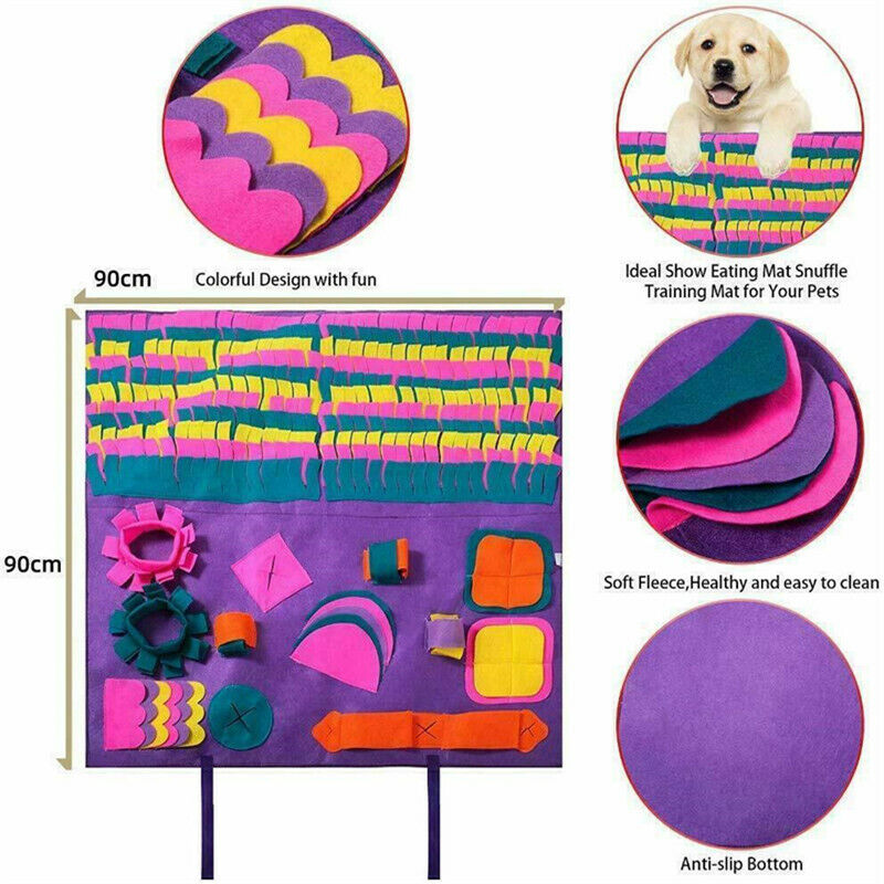 Large 90x90cm Washable Dog Snuffle Mat Sniffing Training Pad Pet Puzzle Play Toy