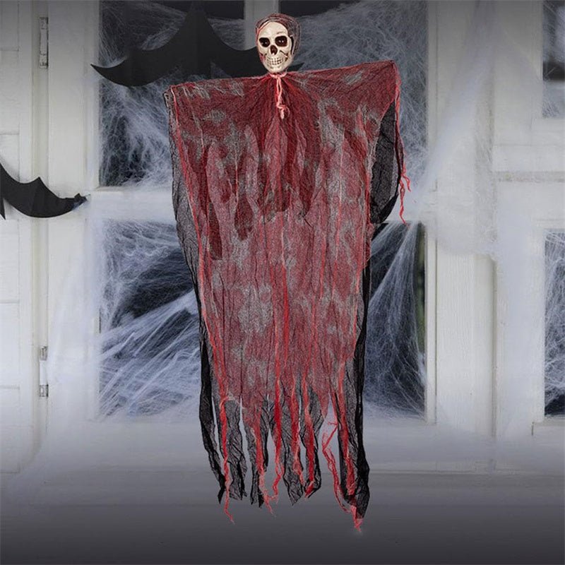 Halloween Hanging Ghost Pendant Dyed Blood Horror Skull Pendants For Halloween Party Patio Lawn Window House Decoration | Halloween Hanging Ghost Pendant |
Overview:
1. 【Realistic and Terrifying】 This detailed skull face and wavy ghost clothes creat