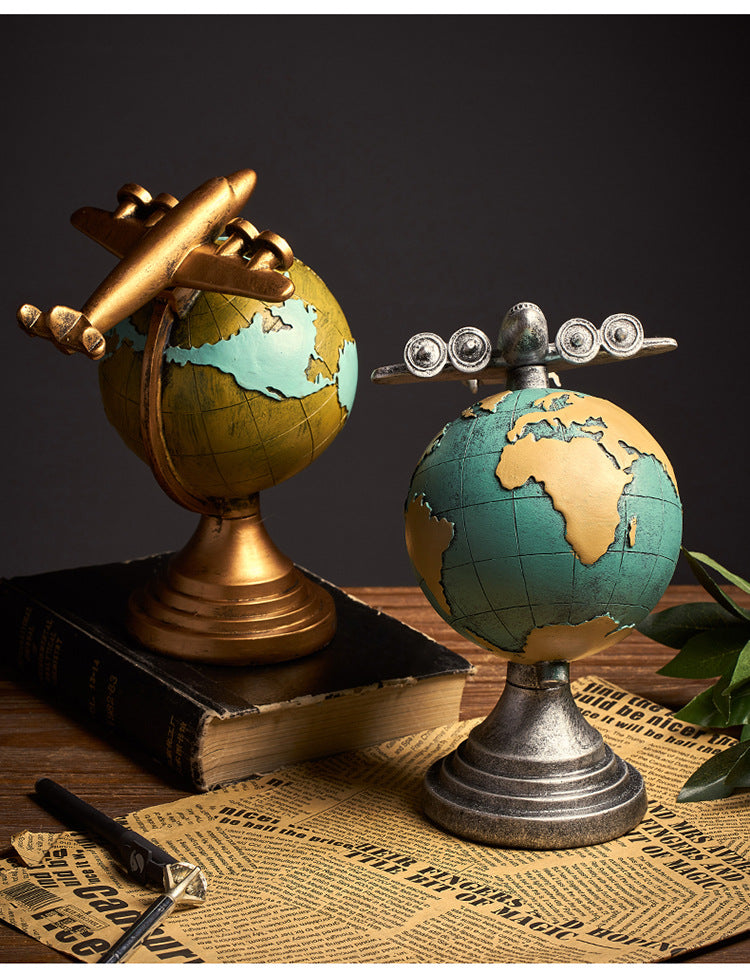 Retro globe clock home decoration.