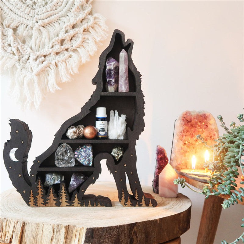 Wolf Crystal Home Items Storage Rack Ornament.