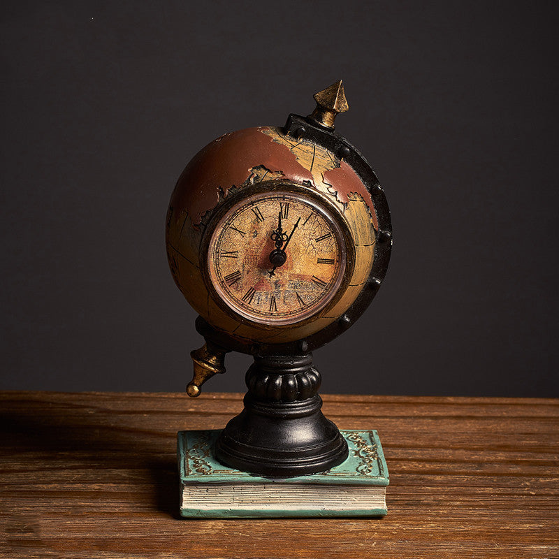 Retro globe clock home decoration.
