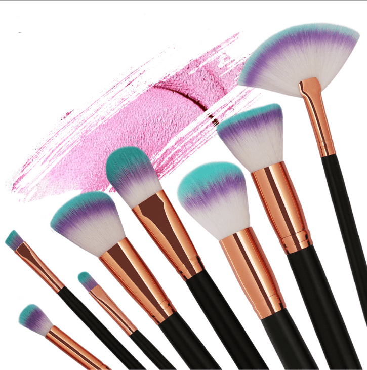 8 makeup brushes wooden handle , hight quality - 4