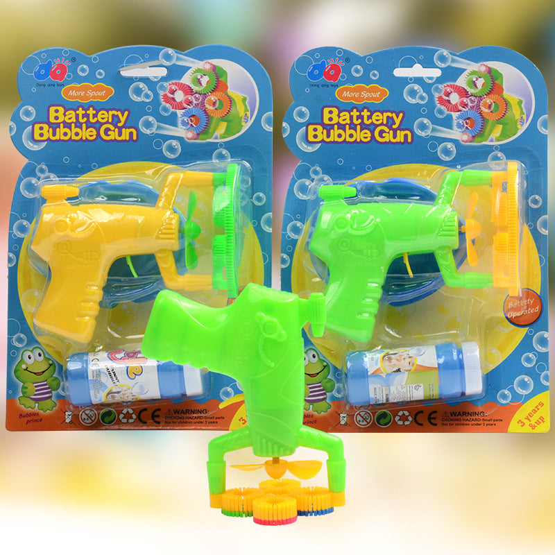 Electric Automatic Bubble Blower Maker Machine Gun with Mini Fan Kids Outdoor Sports Educational Toys.