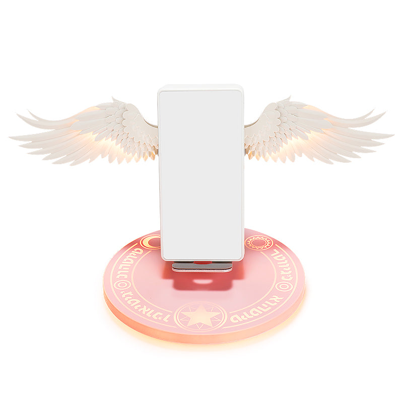Universal Colorful LED Angel Wings Qi Wireless Charger Charge Dock For Mobile Phone Fast Charger.