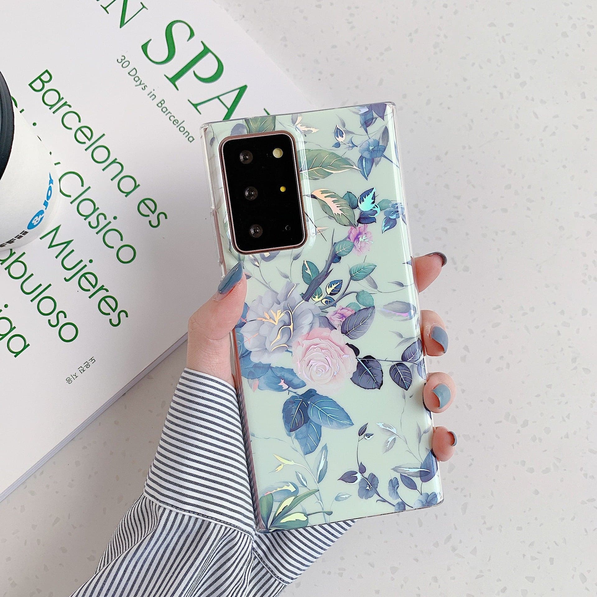 Electroplating Laser Flower Samsung Phone Case.