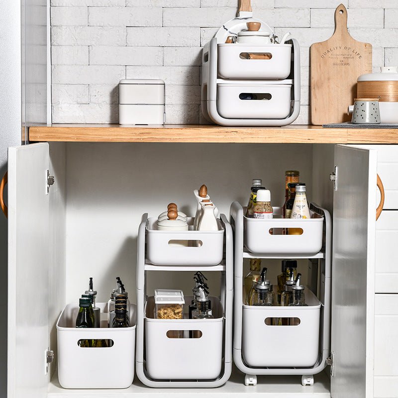 2 Tier Kitchen Storage Rack Cabinet Storage Box Convenient | kitchen storage |
Overview
1. Easy pull out and push back drawer design, energy saving
2. Double layers design