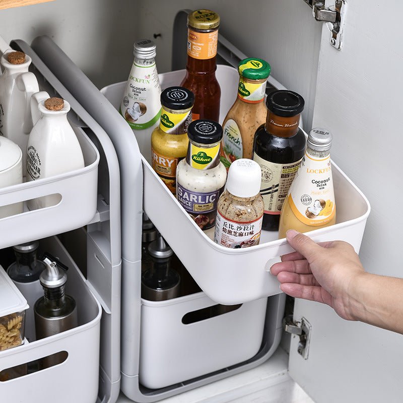 2 Tier Kitchen Storage Rack Cabinet Storage Box Convenient | kitchen storage |
Overview
1. Easy pull out and push back drawer design, energy saving
2. Double layers design