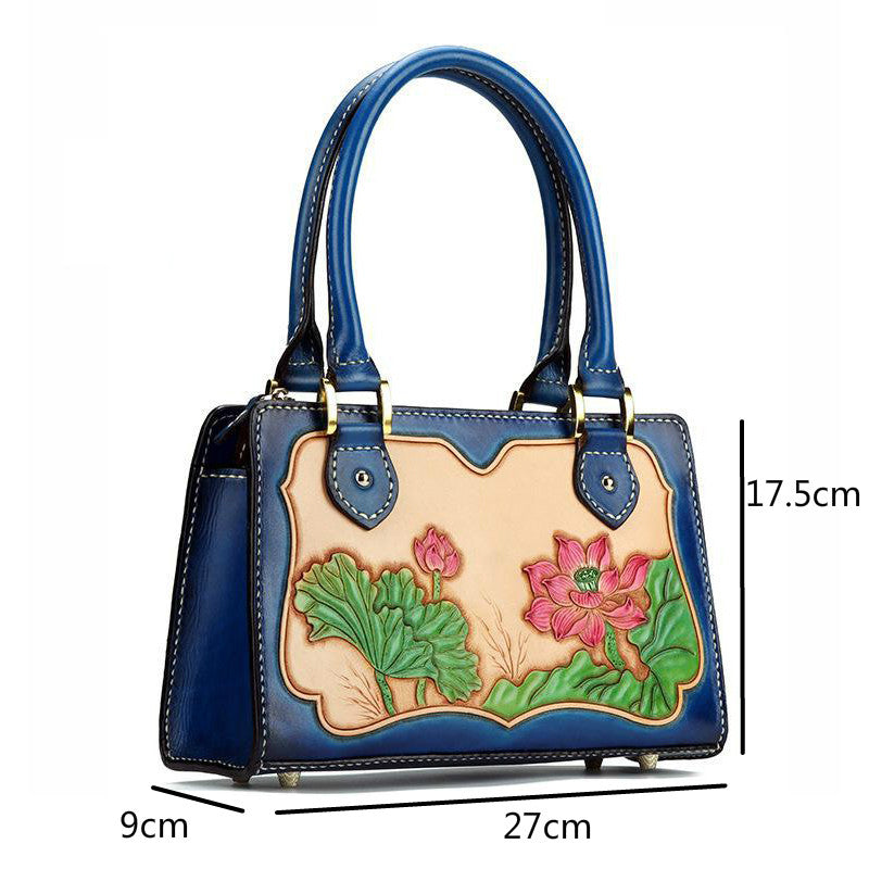 Luxury Handbags Women Bags Retro Totes National Style Cowhide Handbag