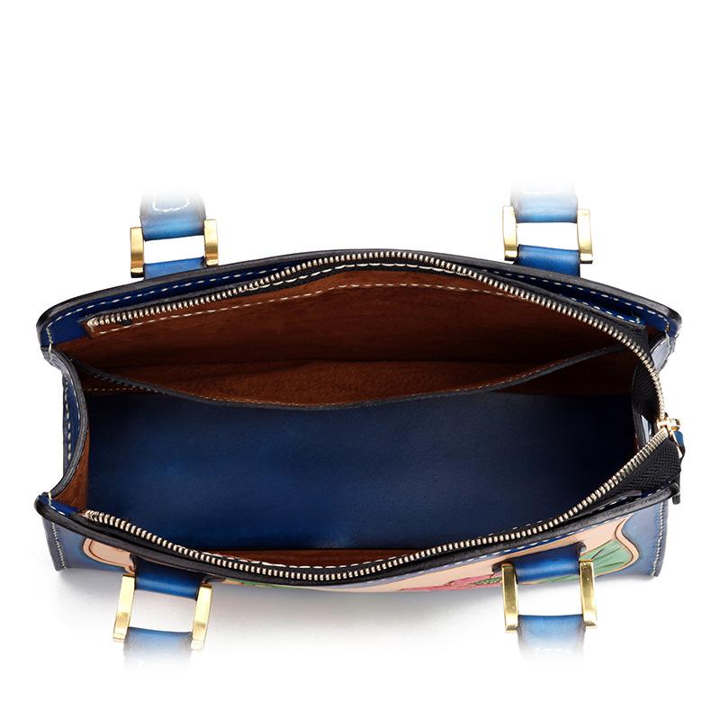 Luxury Handbags Women Bags Retro Totes National Style Cowhide Handbag