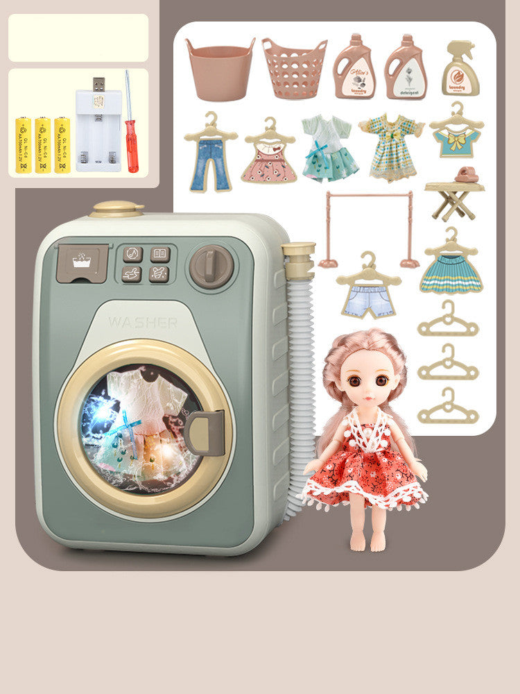 Mini Cleaning Toy Set Simulation Small Household Appliances Series Small Washing Machine Cleaner Play House Doll Set.