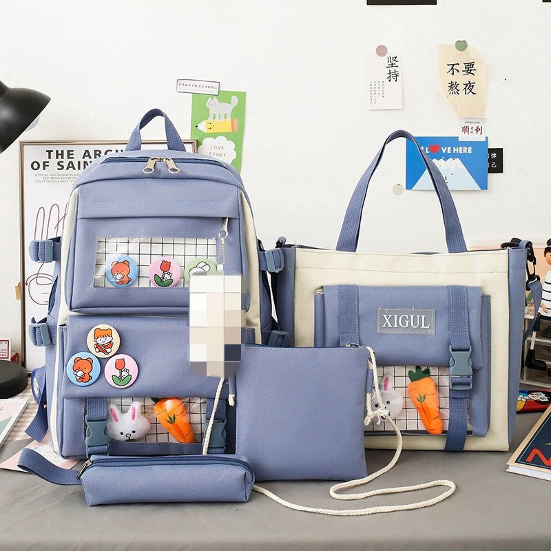 Backpack four-piece set Harajuku college style backpack backpack | backpack |
Product information:
Applicable gender: female
Material: Canvas
Bag size: large
Capa