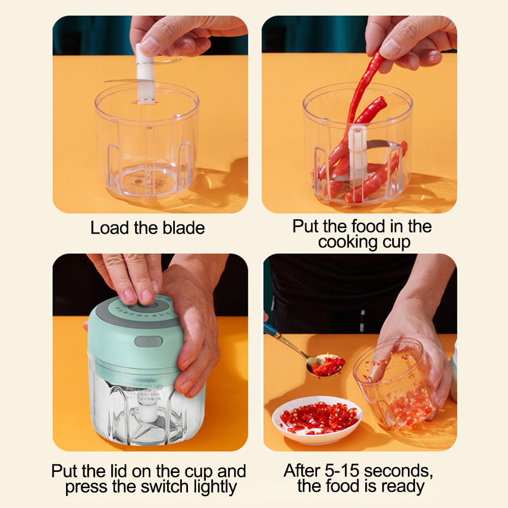 Mini Electric Garlic Chopper USB Charging Ginger Masher Machine Sturdy Durable Chili Vegetable Crusher Kitchen Tool.