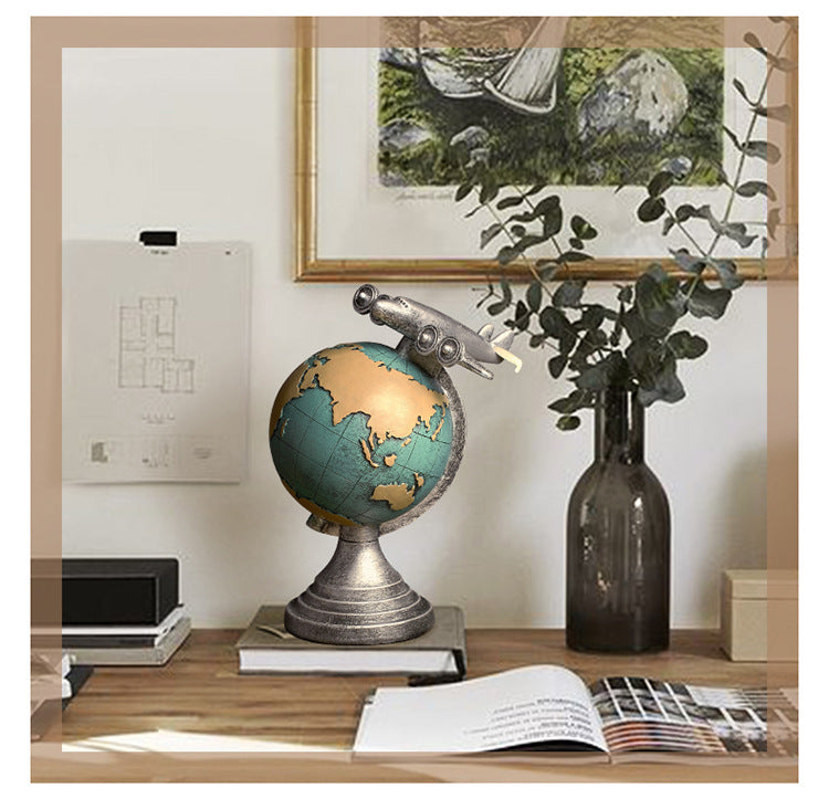 Retro globe clock home decoration.
