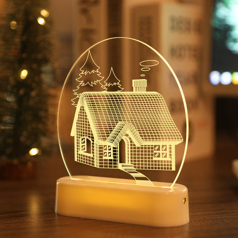 LED Fairy String Lights Battery USB 3D Santa Claus Tree Acrylic Night Light Wedding Christmas Decoration for Home Room Garland.