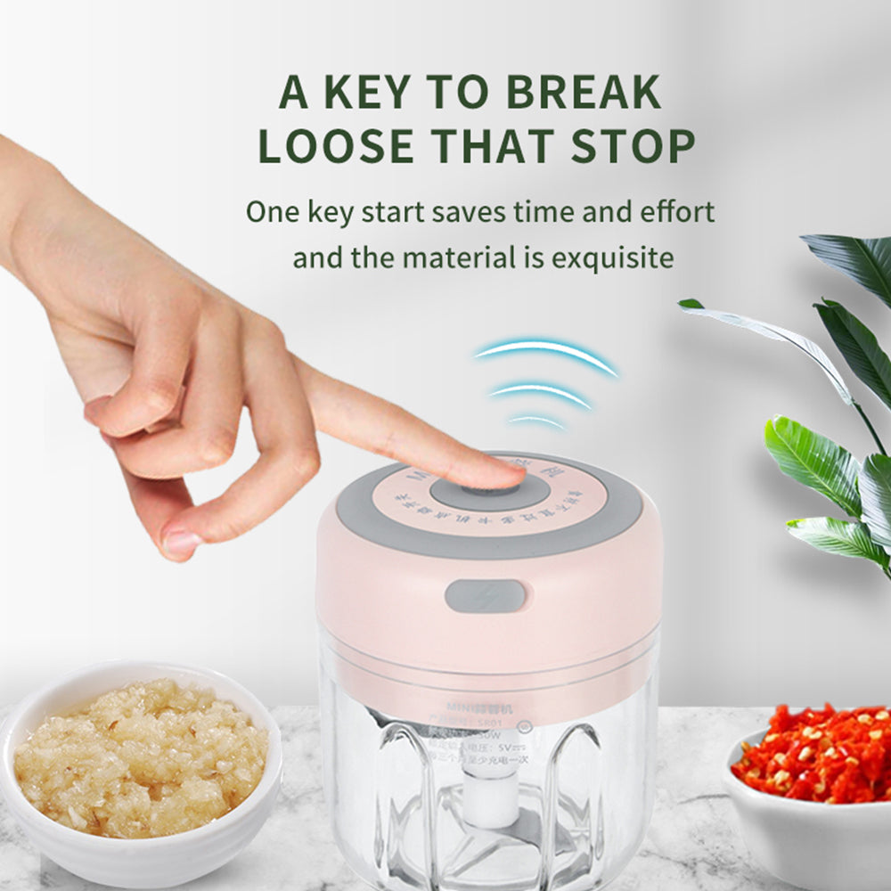 Mini Electric Garlic Chopper USB Charging Ginger Masher Machine Sturdy Durable Chili Vegetable Crusher Kitchen Tool.
