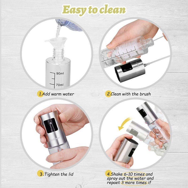 2PCS Stainless Oil Sprayer Cooking Mister Spray Fine Bottle Kitchen Tool UK | Stainless Oil Sprayer Cooking |
Features:
The nozzle adopts sealing technology, which is turned to no oil leakage, easy t