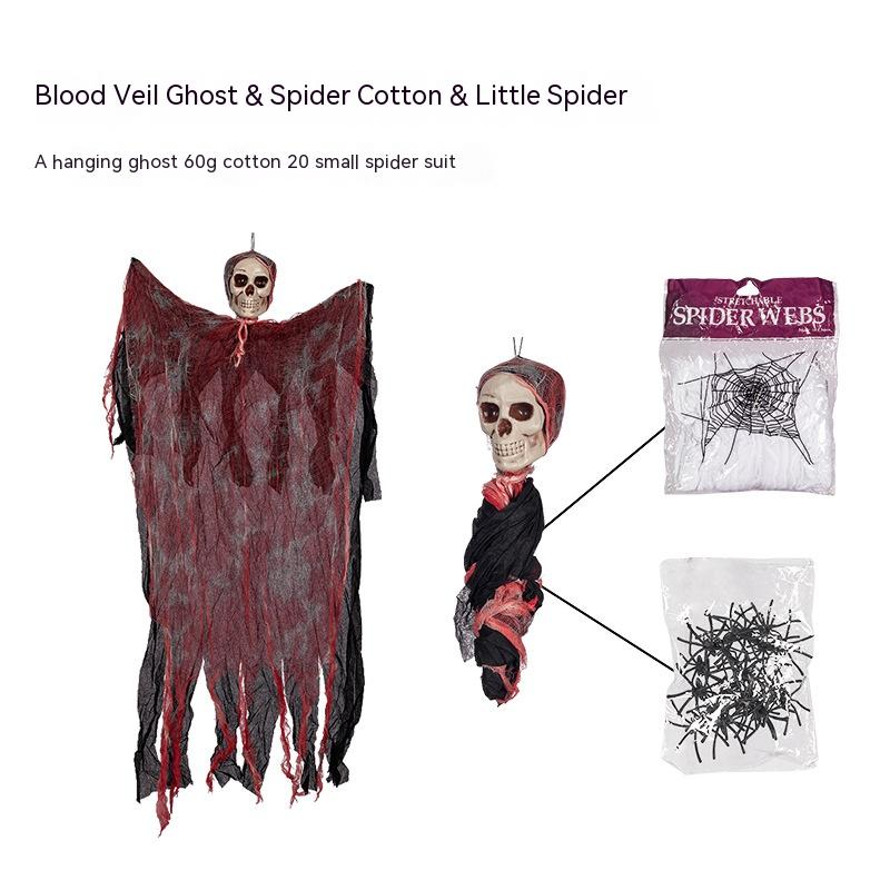 Halloween Hanging Ghost Pendant Dyed Blood Horror Skull Pendants For Halloween Party Patio Lawn Window House Decoration | Halloween Hanging Ghost Pendant |
Overview:
1. 【Realistic and Terrifying】 This detailed skull face and wavy ghost clothes creat