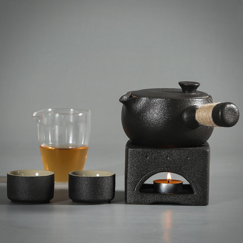Japanese-style Black Pottery Tea Warmer And Tea Stove Kung Fu Tea Set.