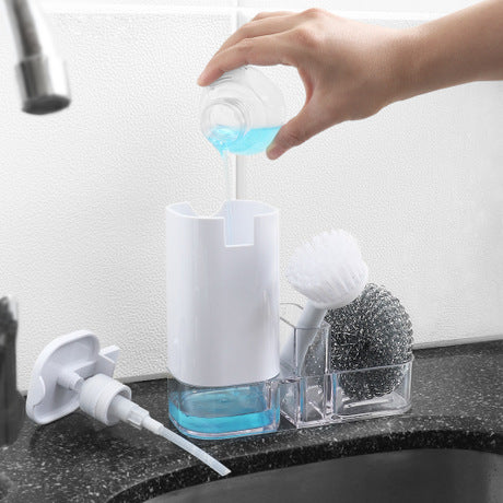 Kitchen supplies storage and cleaning set.