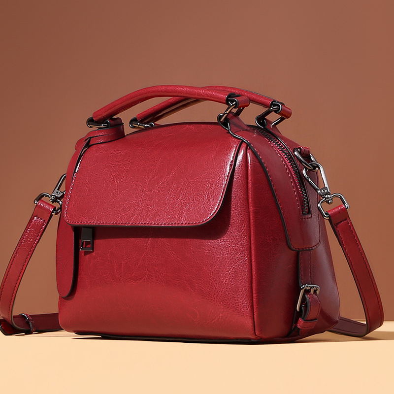 Leather Women Handbag zipper pocket, mobile phone bag, document bag.