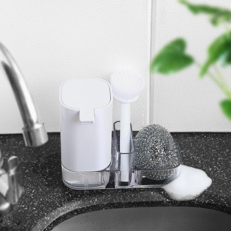 Kitchen supplies storage and cleaning set.