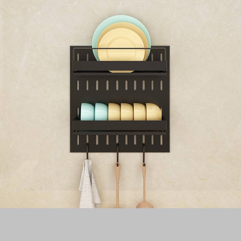Stainless Steel Kitchen Wall Mounted Kitchen Storage Rack Hole Plate.