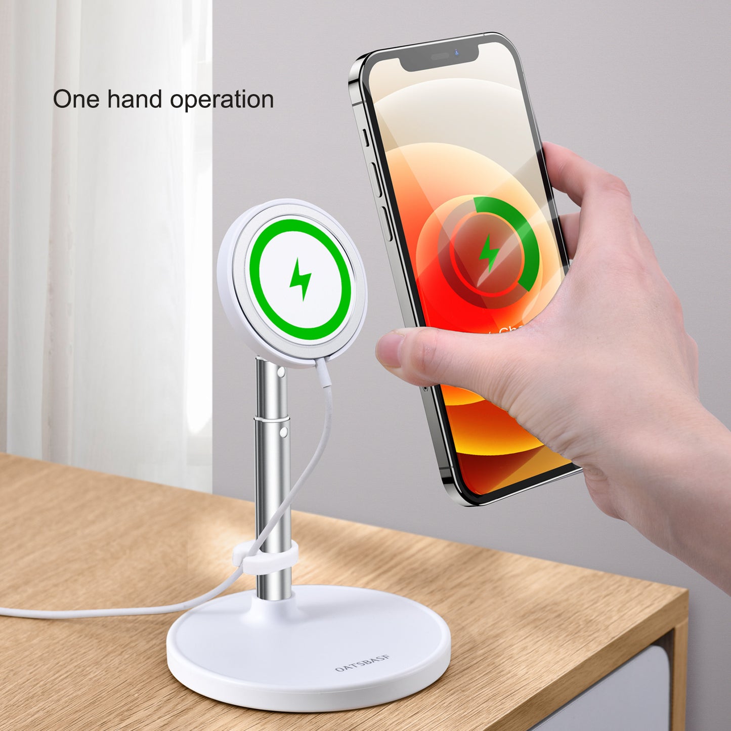 Magnetic Wireless Phone Charger Stand Adjustable Telescopic.