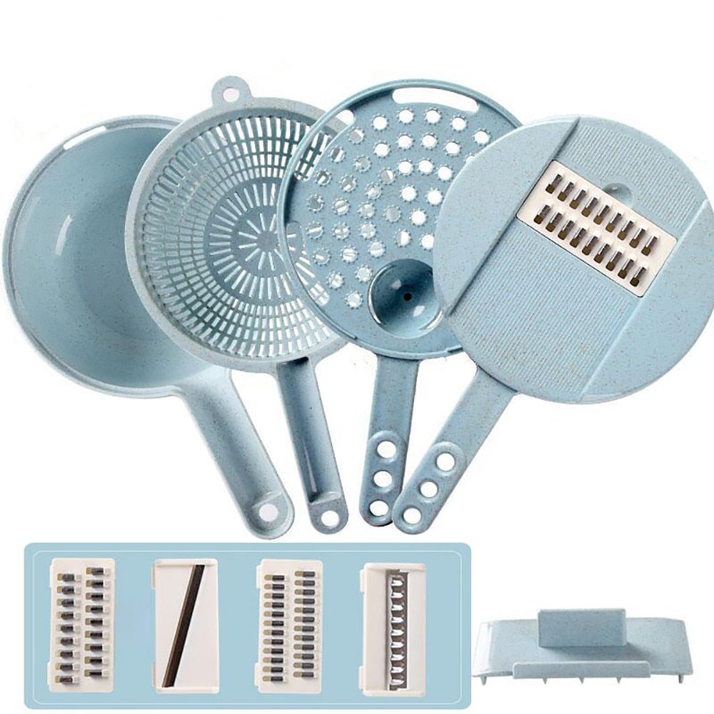 8 In 1 Mandoline Slicer Vegetable Slicer Potato Peeler Carrot Onion Grater With Strainer Vegetable Cutter Kitchen Accessories | kitchen utensils |
Overview:
This hand-held slicer made from Food-Grade stainless steel & BPA-Free plastic off