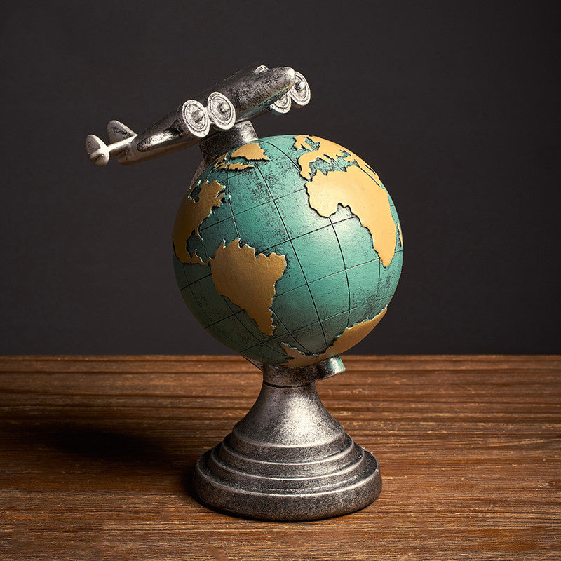 Retro globe clock home decoration.