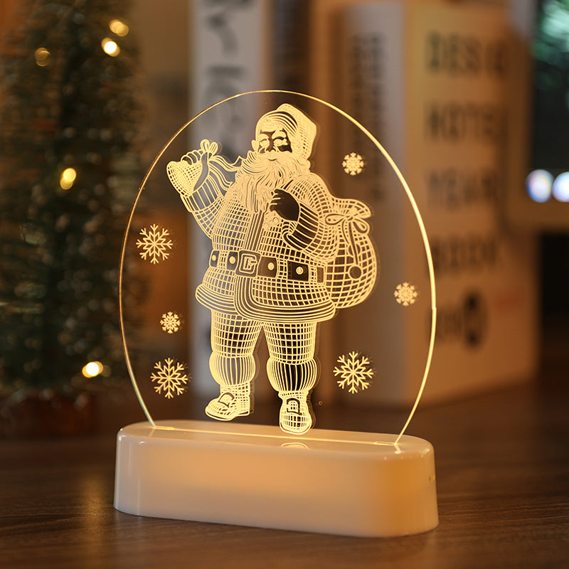 LED Fairy String Lights Battery USB 3D Santa Claus Tree Acrylic Night Light Wedding Christmas Decoration for Home Room Garland.