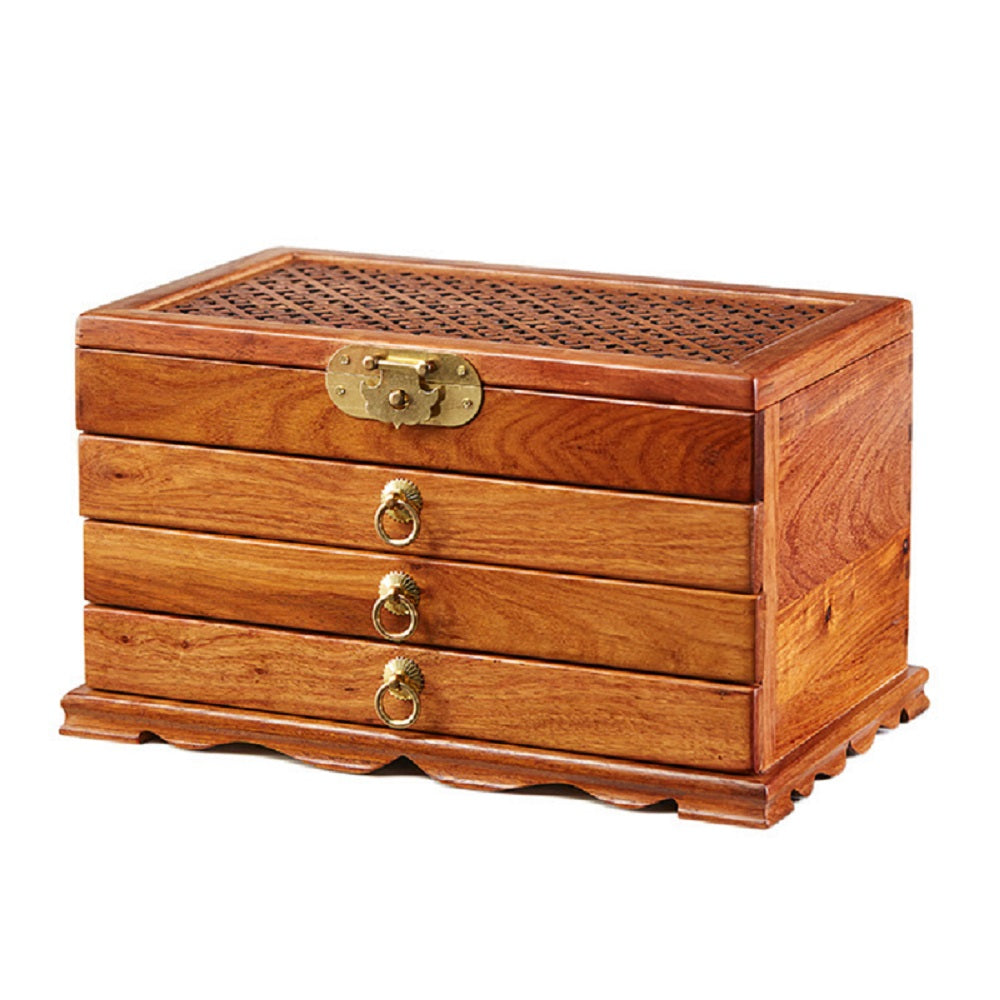 Mahogany Home Dresser Desktop Storage Box.