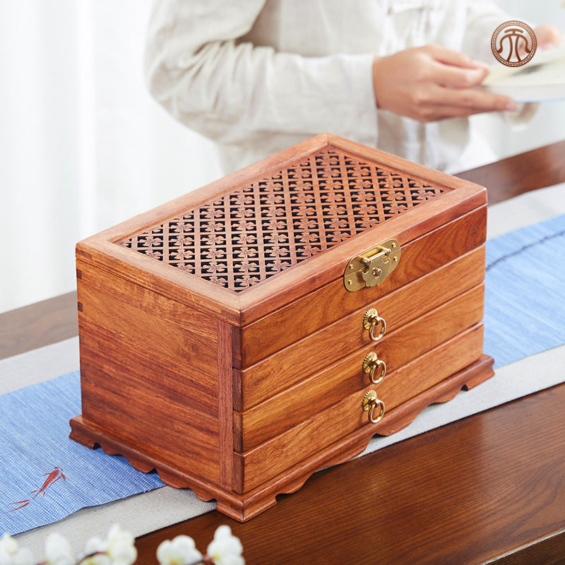 Mahogany Home Dresser Desktop Storage Box.