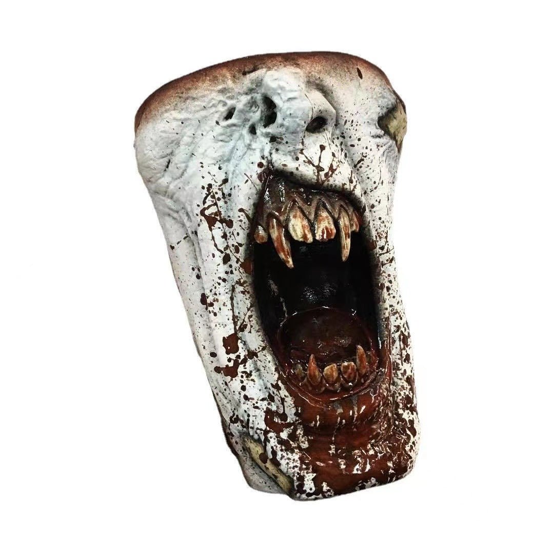 handmade gothic vampire half face mug halloween 2023 - 1