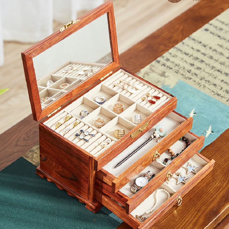 Mahogany Home Dresser Desktop Storage Box.