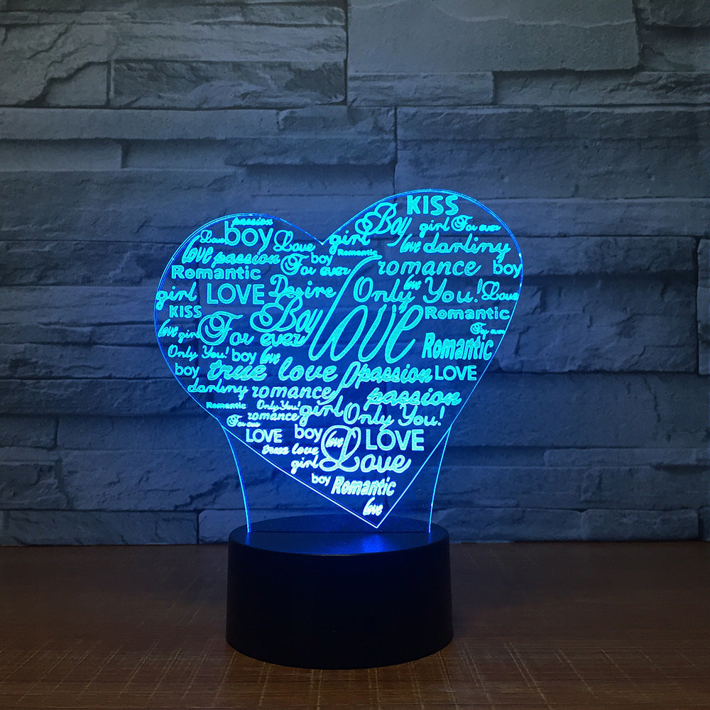 Creative 3D Graffiti Love Smart Remote Control Night Light