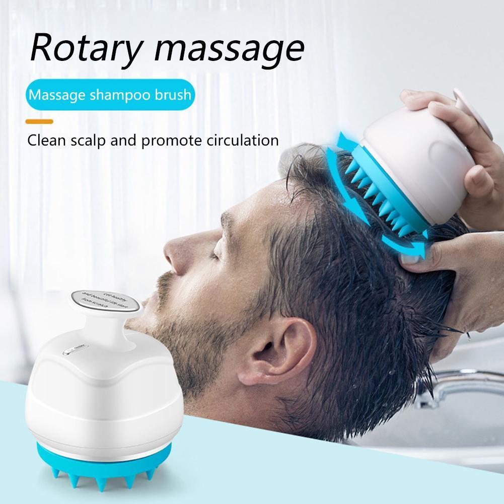 Electric Rotating Shampoo Massager Silicone Head Care Instrument.