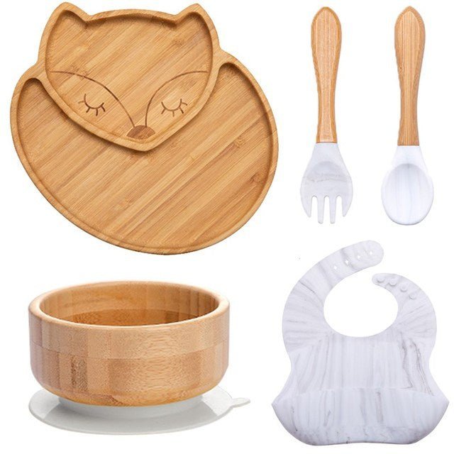 7-Pcs Wooden Feeding Tableware Set for Kids eco set - 16