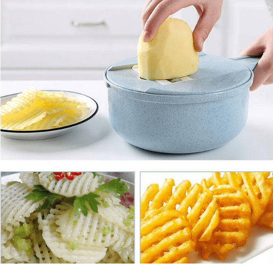 8 In 1 Mandoline Slicer Vegetable Slicer Potato Peeler Carrot Onion Grater With Strainer Vegetable Cutter Kitchen Accessories | kitchen utensils |
Overview:
This hand-held slicer made from Food-Grade stainless steel & BPA-Free plastic off