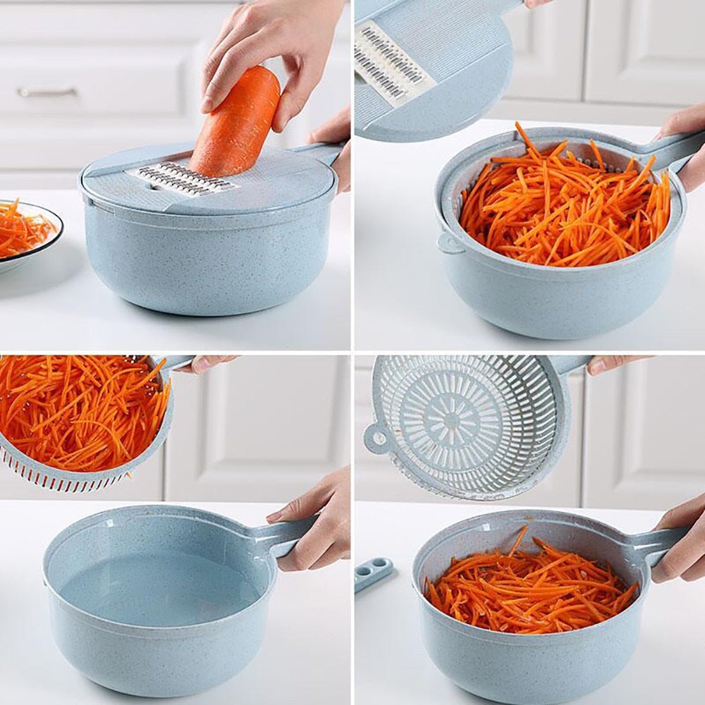 8 In 1 Mandoline Slicer Vegetable Slicer Potato Peeler Carrot Onion Grater With Strainer Vegetable Cutter Kitchen Accessories | kitchen utensils |
Overview:
This hand-held slicer made from Food-Grade stainless steel & BPA-Free plastic off