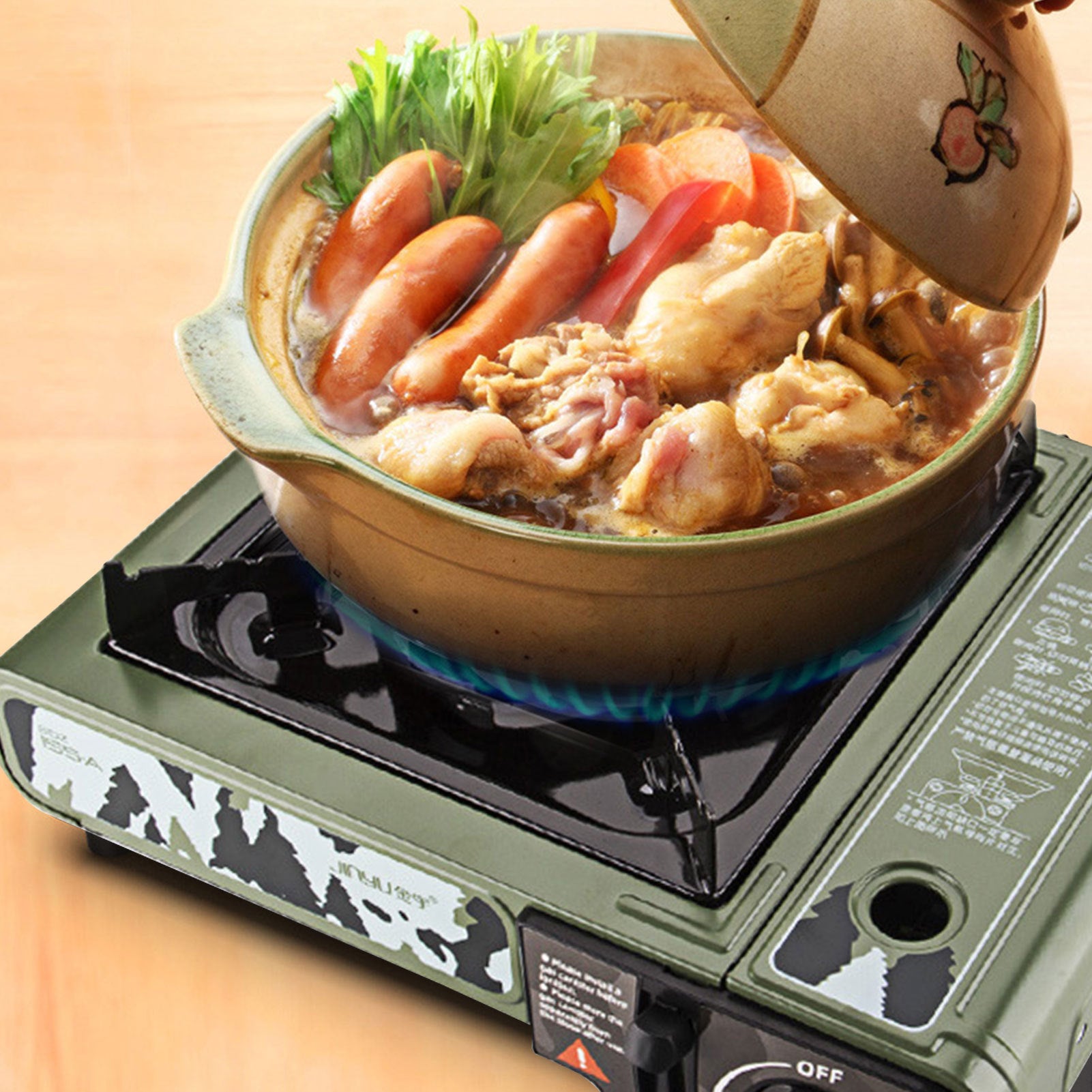 Portable Gas Stove with Hot Pot for Outdoor Barbecues