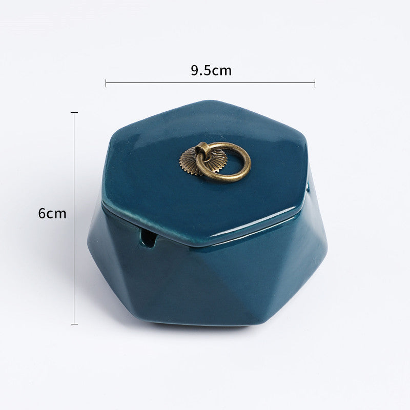Ceramic Ashtray With Lid Creative Personality Fashion Office Anti Fly Ash Size Size Living Room Home European Trend