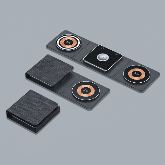 3 IN 1 Magnetic Folding Wireless Charger Station For IPhone Transparent Fast Charging For IWatch And Airpods | charger | Introducing the 3-in-1 Magnetic Folding Wireless Charger Station for iPhone, designed to provide fas