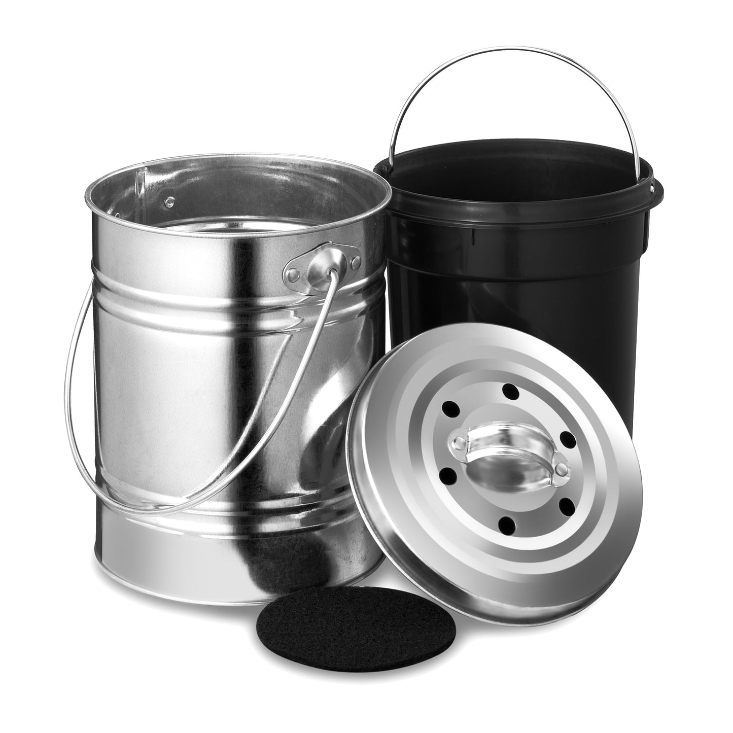 Indoor Compost Bin Odorless Countertop Pail Charcoal Filter - 5