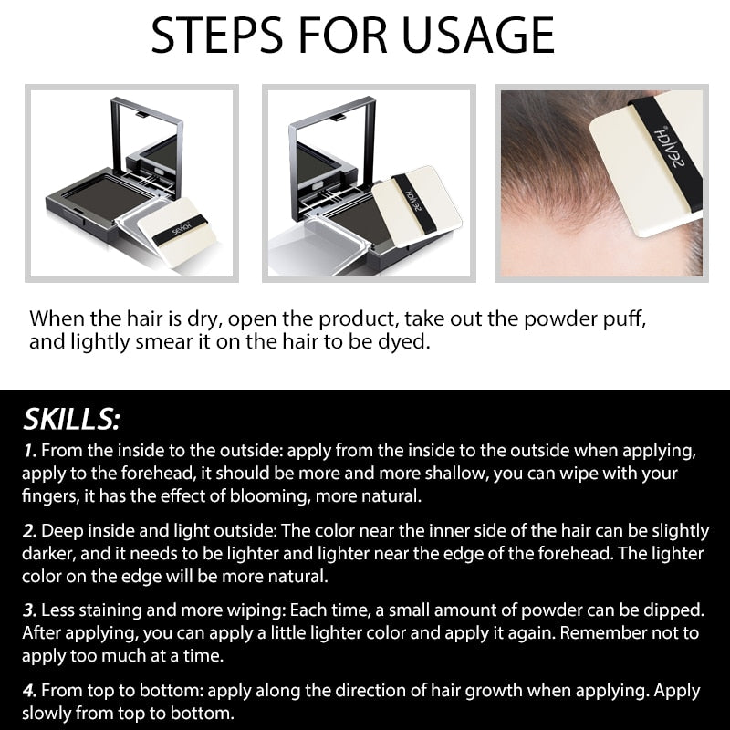 Sevich 12g Hair Line powder compact Waterproof Dark Brown Hair shadow Powder 3 Colors Hair Concealer Powder Instantly Cover Up.
