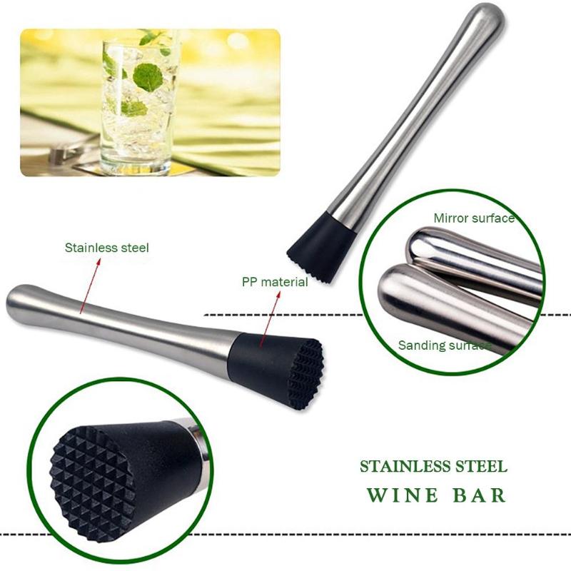Stainless Steel Wine Mixing Stick Cocktail Muddler Shaker With Crushing Hammer DIY Drink Fruit Muddler Crushed Ice Barware Tool.
