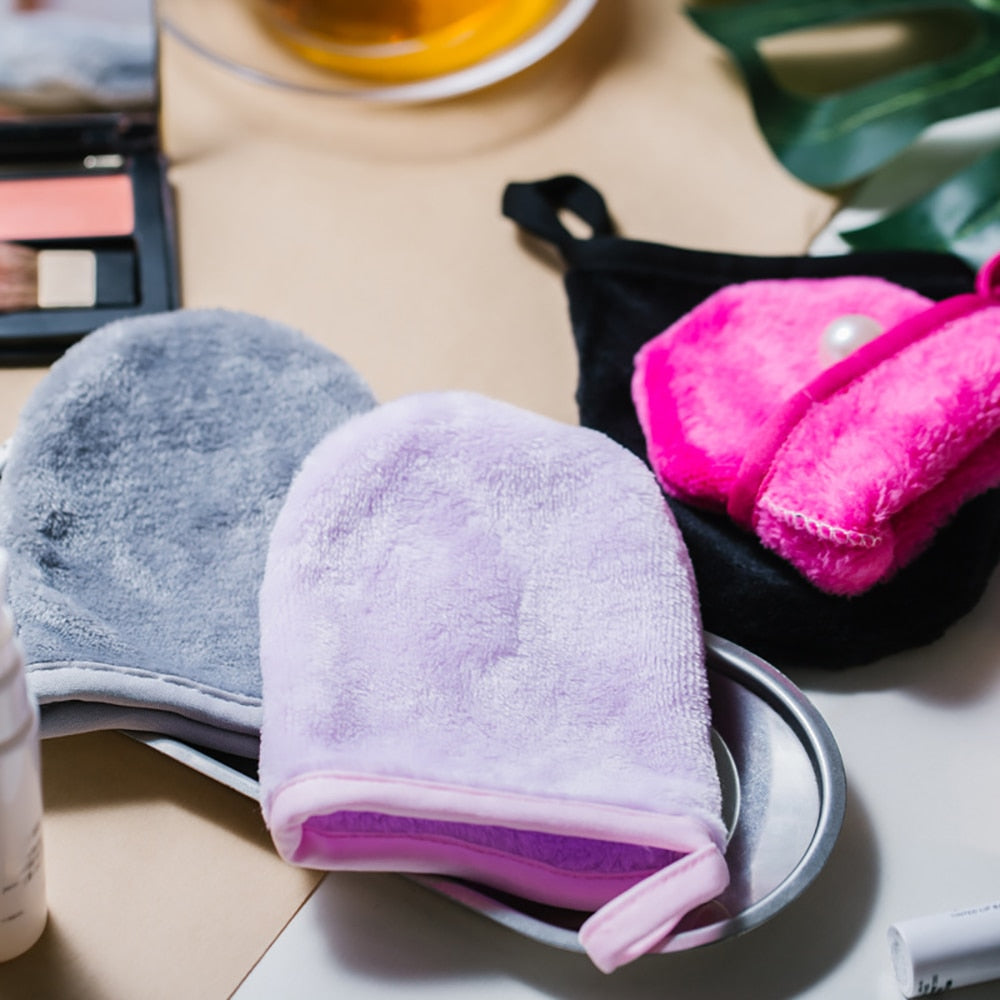 Reusable Makeup Remover Glove Microfiber Face Cleaning Glove Towel Soft Face Cleaner Pads Facial Deep Cleaning Skin Care Tools.
