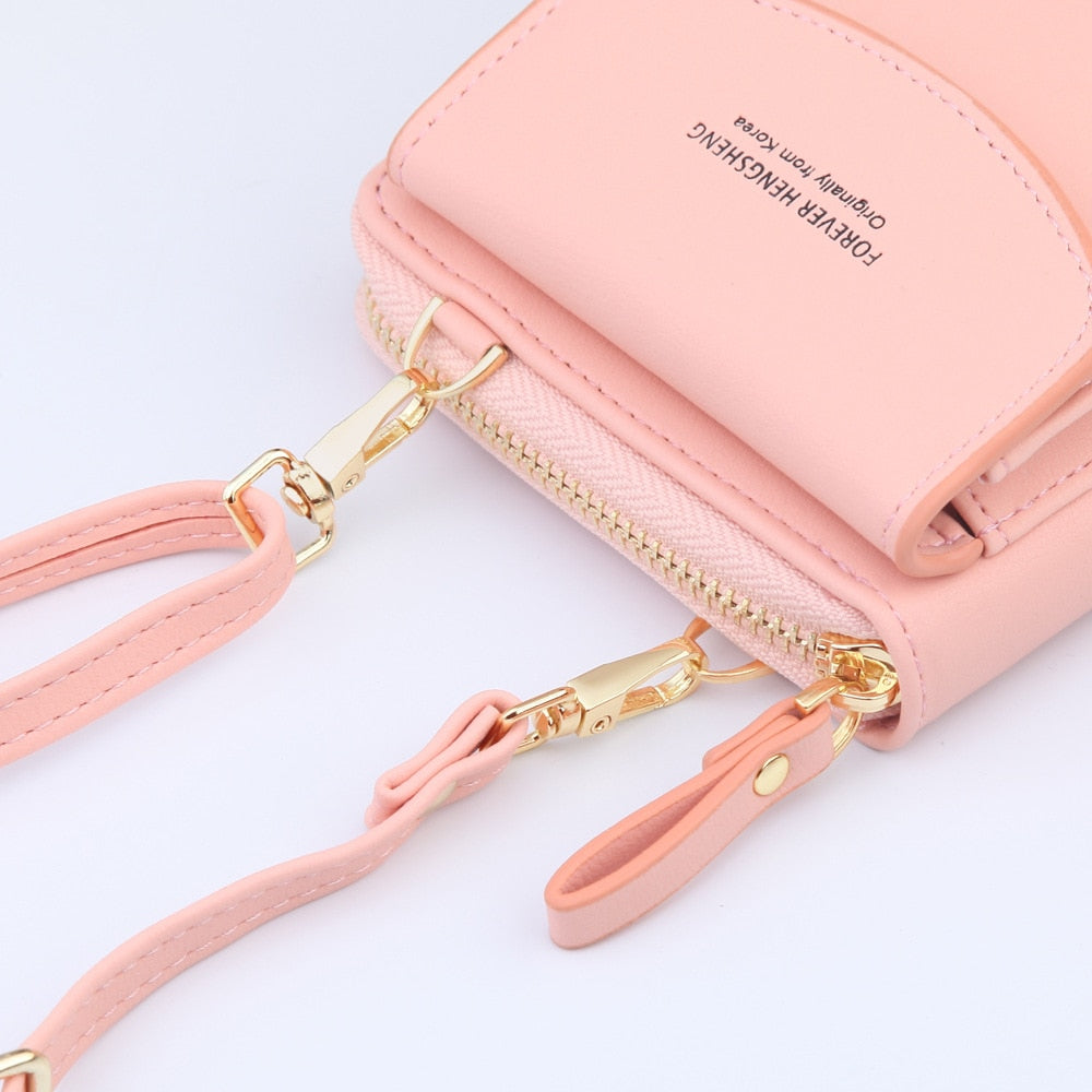 Women Shoulder Strap Purses Solid Color Leather Summer Bag Short Travel Mobile Phone Bag Card Holders Storage Wallet Flap Pocket.