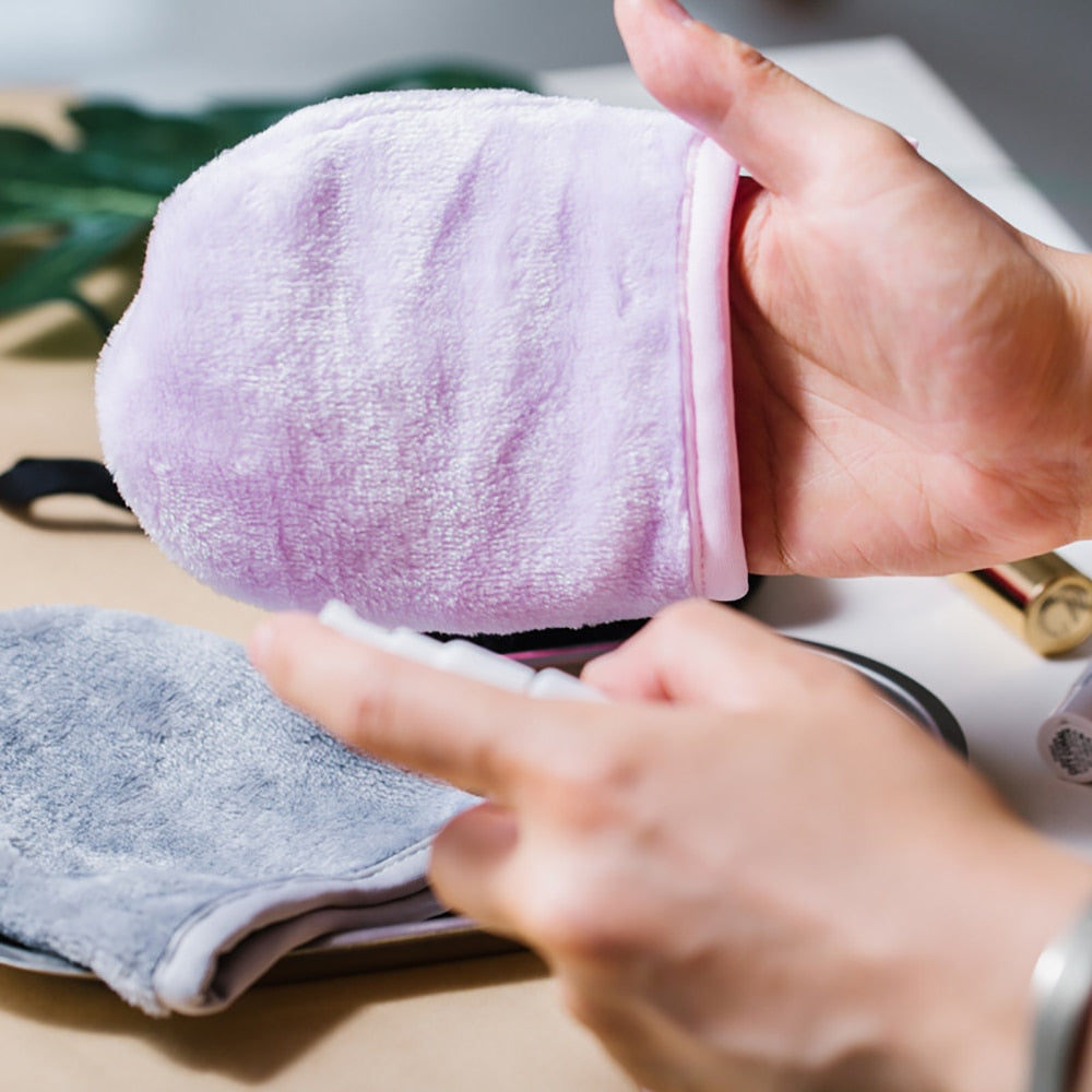 Reusable Makeup Remover Glove Microfiber Face Cleaning Glove Towel Soft Face Cleaner Pads Facial Deep Cleaning Skin Care Tools.