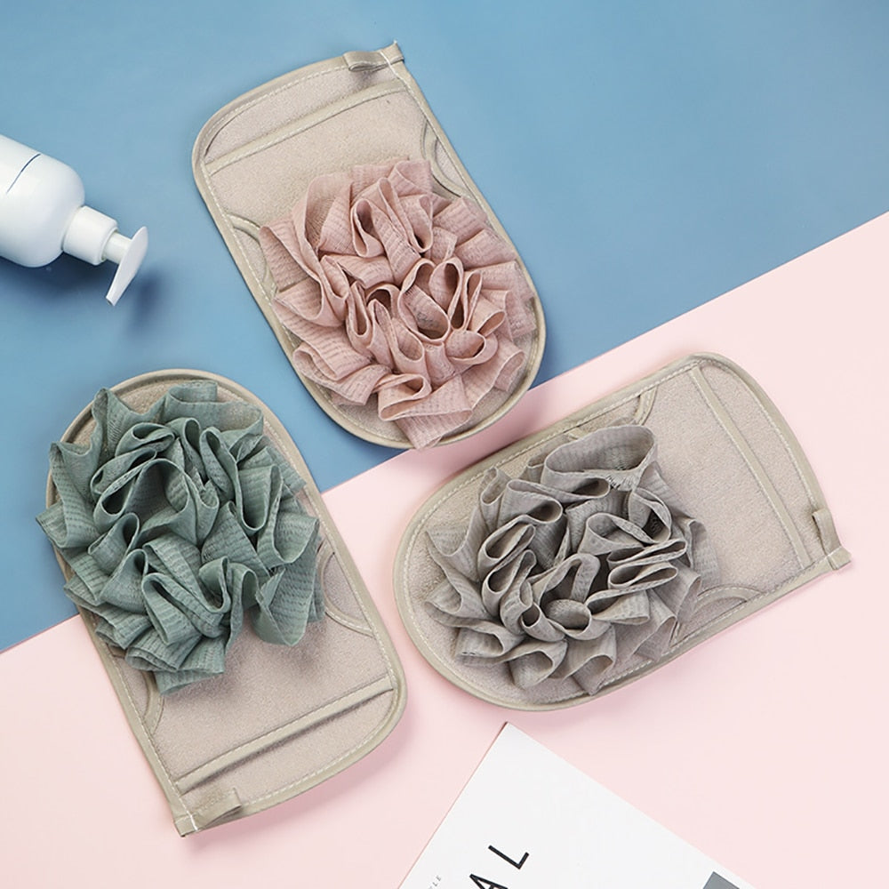 Portable Bath Gloves Double Sides Body Scrubber Shower Exfoliating Sponge Body Cleaning Brush Massage Mesh Ball Bathing Tool.